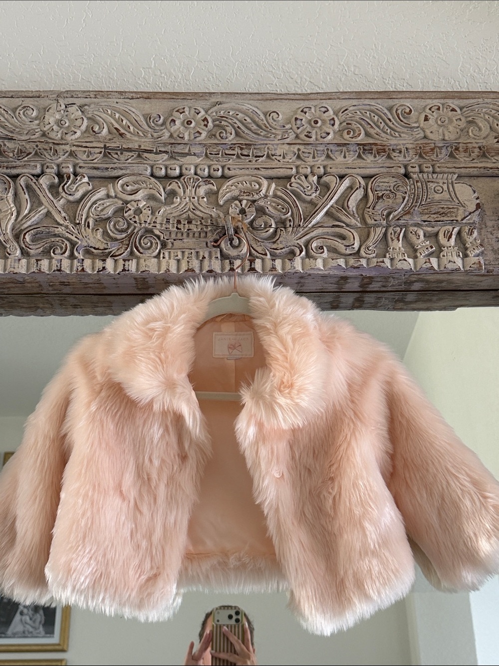 Janie and Jack Faux Fur Cropped Coat - Blush